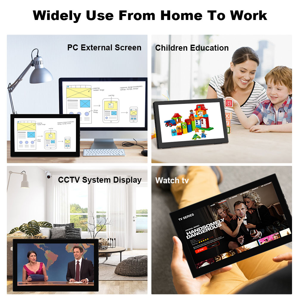 8/7-inch draagbare touchscreen-monitor 1024x600 60Hz-scherm HDMI-compatibele pc-gamerlaptop