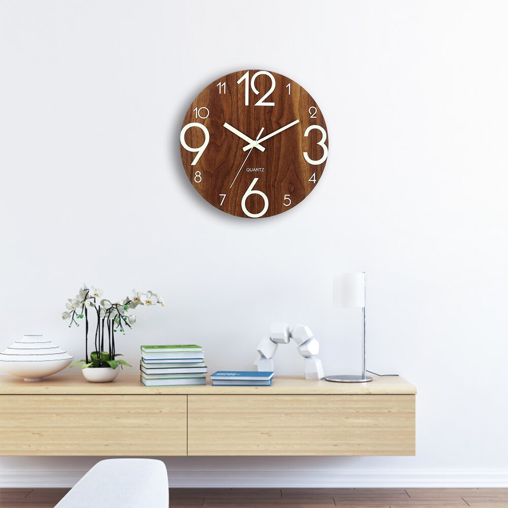 Wooden Wall Clock Luminous Digital Wall Clock Unique Large Digital Watch Wall Clock Paper Decal Home Modern Decoration
