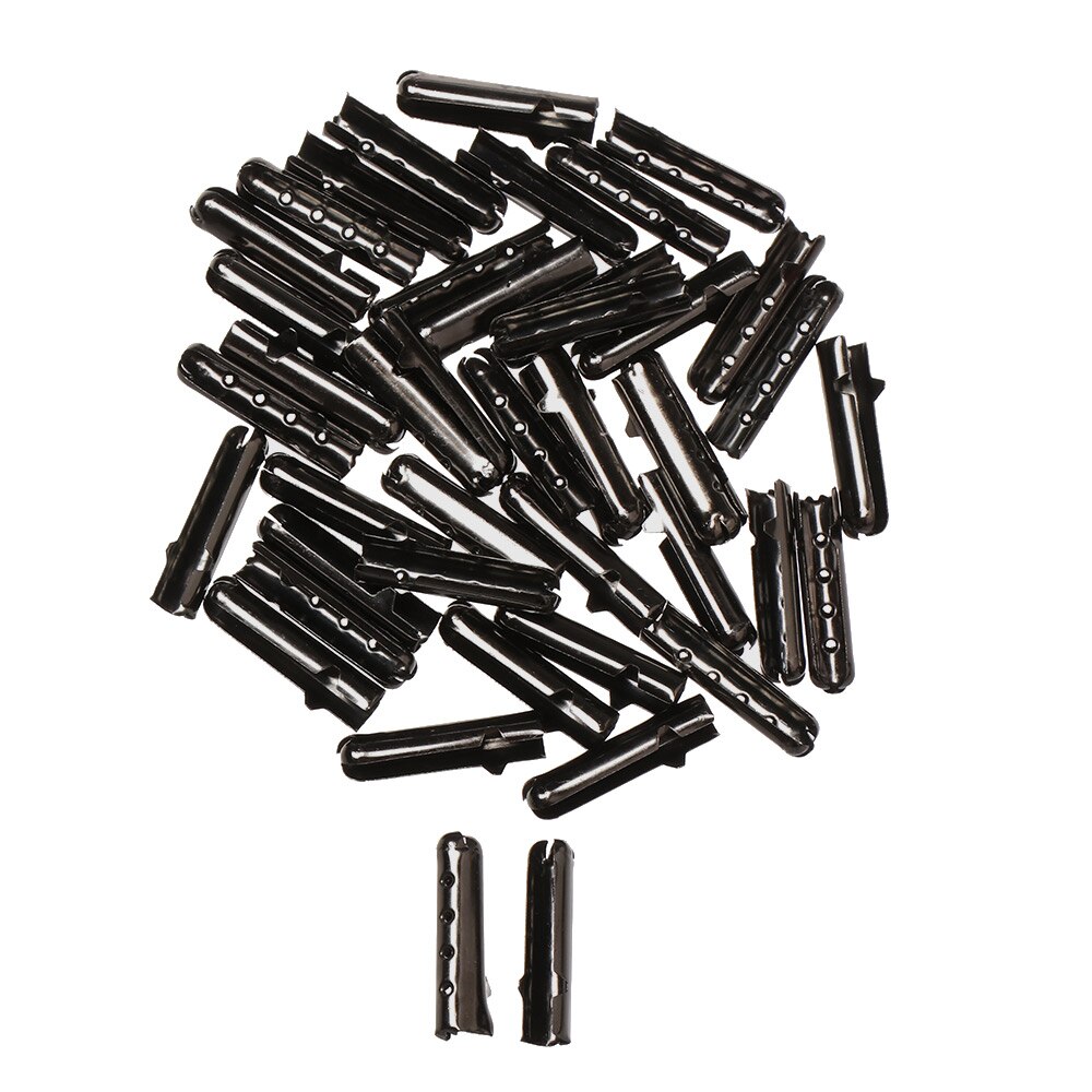 Cordón de zapato para hombre y mujer, accesorios para la cabeza, cordones, puntas de reparación, cabeza de repuesto, 50 unidades por paquete: Black