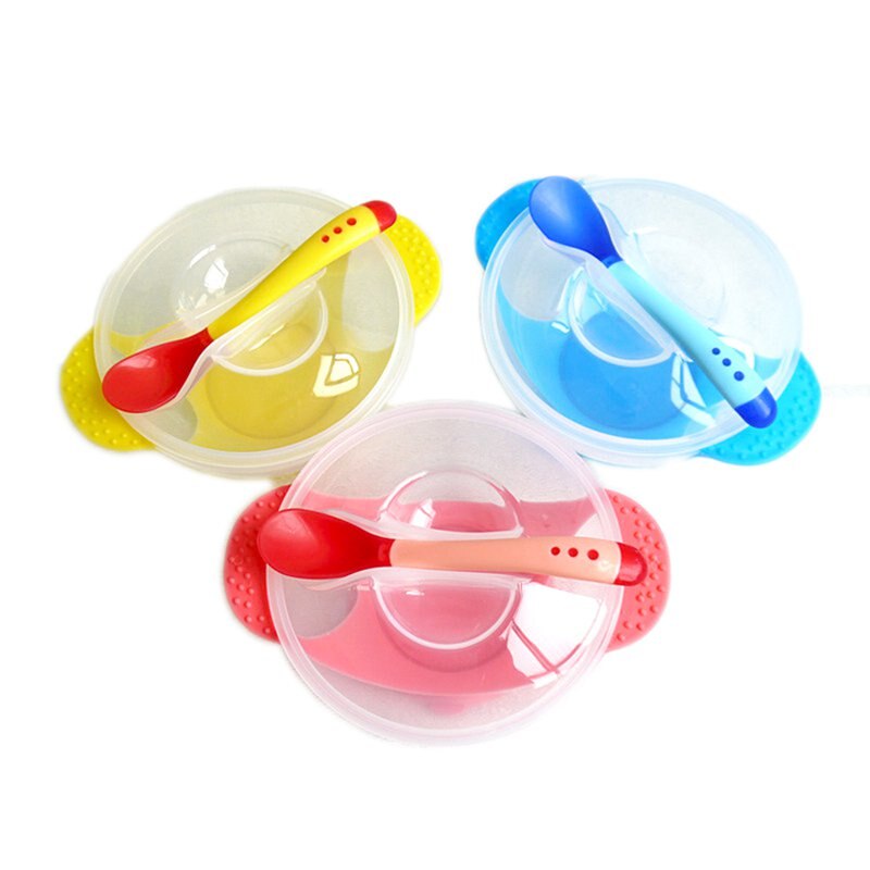Peuter Baby Kids Feeding Baby Kinderen Servies Kom Plaat Training Lepel Binaural Deksel met Sucker