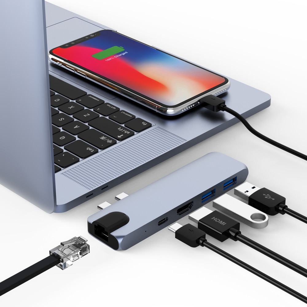 Ethernet docking station USB C Splitter für Mac Buch Thunderbolt 3 macbook air M1