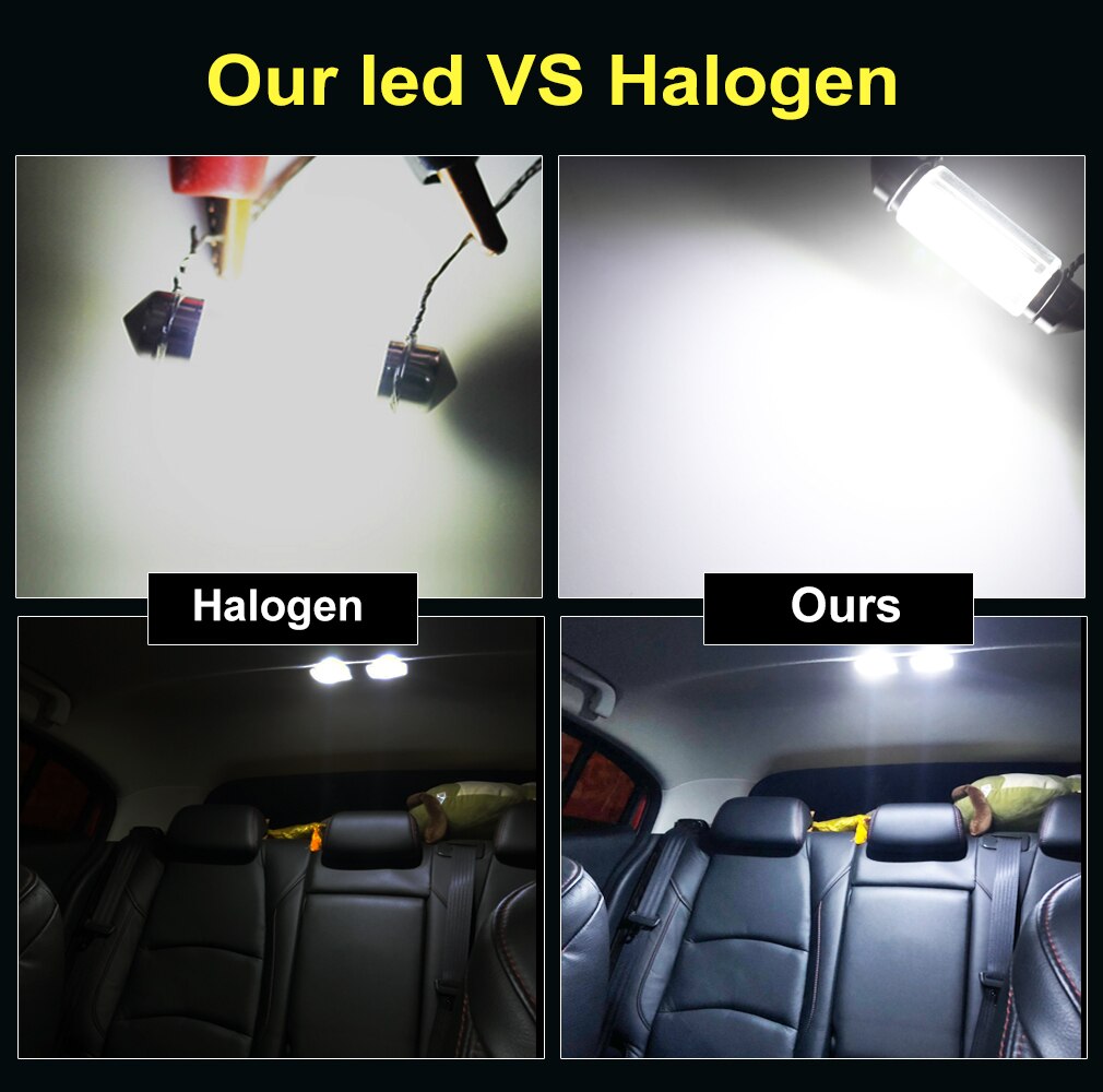 10 stk  c5w led  c10w festonlys indvendig lys 31mm 36mm 39mm festoon bil doom lampe læselys auto lampe 12v 6000k