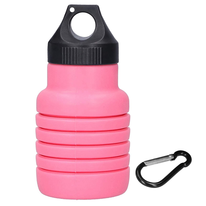 18.5 Oz Sports Water Bottle Foldable Water Bottle Reusable Water Bottle Use On Travel Bikes Outdoor Sports: Pink