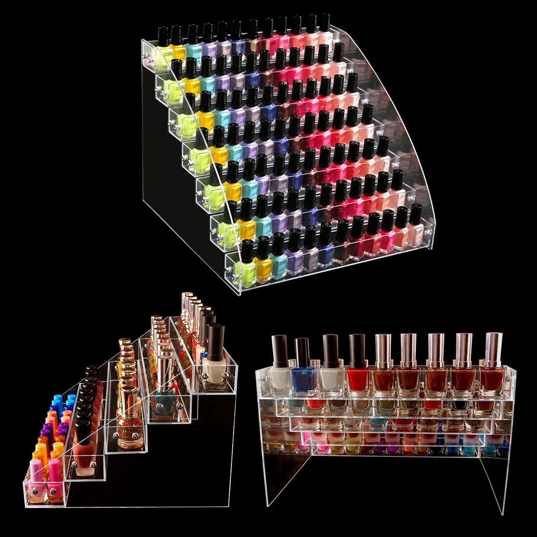 Clear Acrylic Makeup Box Acrylic Nail Polish Display Organizer 2-3-4-5-6-7 Layer Manicure Cosmetics Jewelry Display Stand Holder
