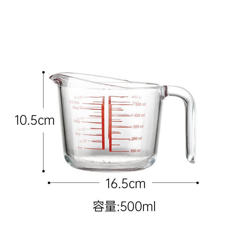 Glazen Maatbeker Met Schaal Huishoudelijke Hoge Temperatuur Eiklopper Ml Maatbeker Meel Keuken Openbare Schaal Cup: 500ML