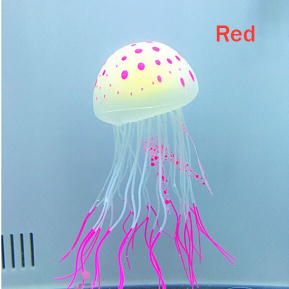 Aquarium Decorations Large Luminous Simulation Silicone Jellyfish Aquarium Marine Landscaping Decoration Crafts: Red