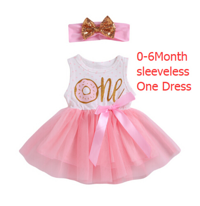 1st 2nd 3rd Third Birthday Donut Polka Dot Dress Girls Toddler Outfits Tutu Dresses Princess Party Dress