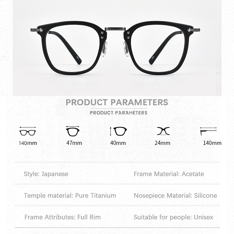 2024 Japan Luxe Puur Titanium Rechthoekig Frame Brillen Man Zakelijke Stijl Acetaat Vierkante Bijziendheid Lenzen Bril