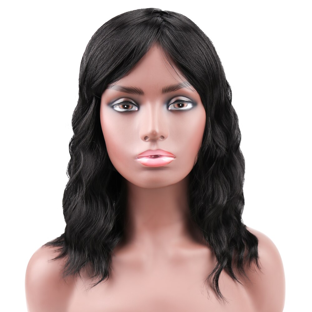 MODERN QUEEN 12" Short Water Wave Wig with Bangs Mix Grey Synthetic Wigs for Women Brown Cosplay Bob Wigs Female Daily Party: K4