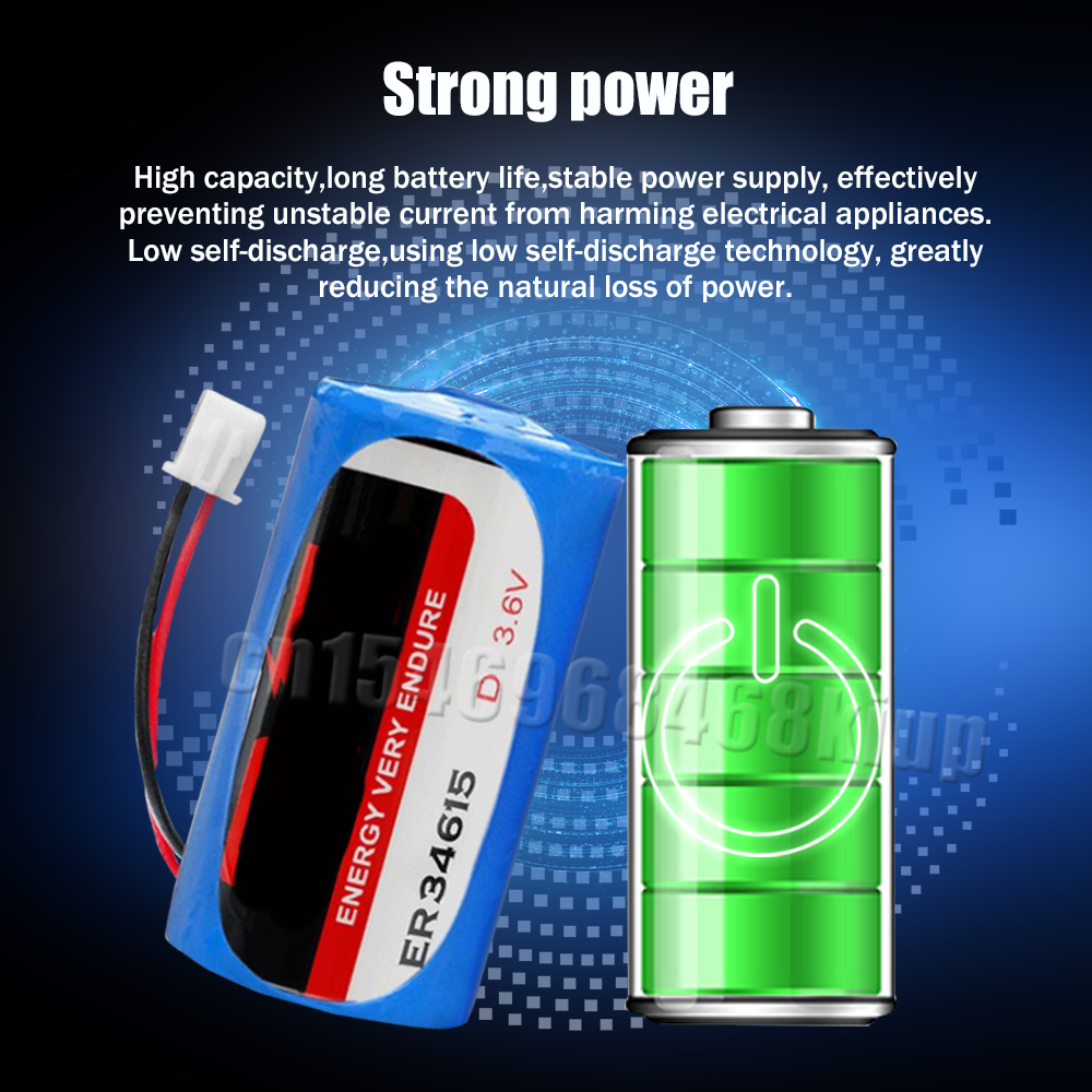 3PCS 3.6V 19000mAh EVE ER34615M ER34615 34615 D Size Lithium Battery With Plug For Water Meter Smoke Alarm Temperature Monitor