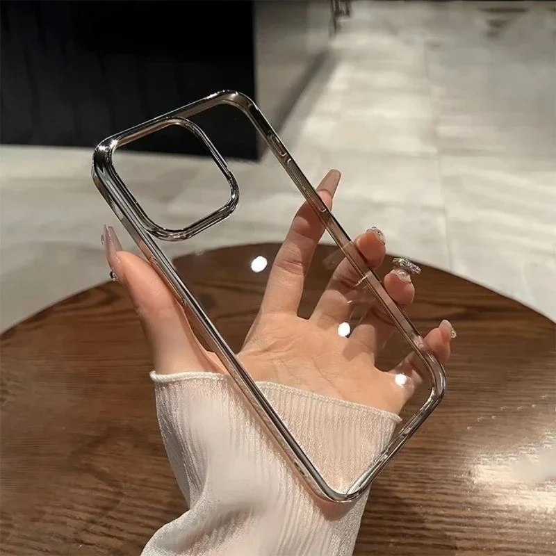 Eenvoudige effen kleur hoes compatibel voor iPhone 16 15 11 13 12 14 Pro Max XR 7 8 Plus X XS MAX SE Luxe gegalvaniseerde hoes