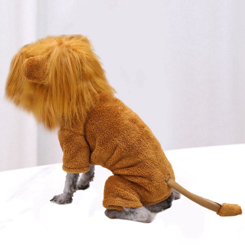 Pet Dog Funny Cosplay Costume For Dogs Halloween Clothes Costume Funny Lion Outfits Hat Set Small Dog Clothes 4-legged Coat
