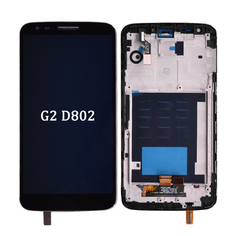 For LG G2 D802 LCD Display Touch screen + Digitizer Assembly with frame Black and white lcd without frame for G2 D802