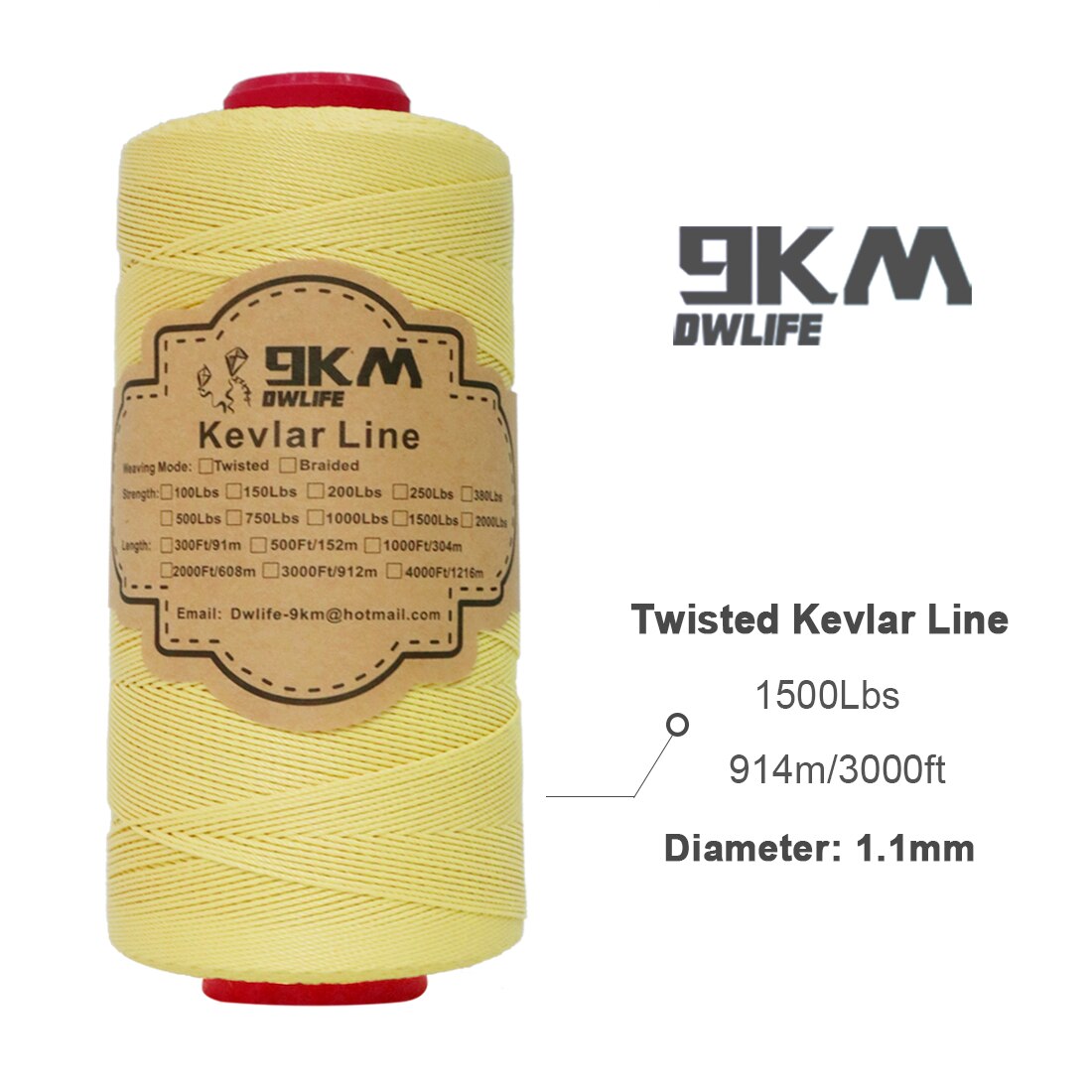 Hilo de Kevlar trenzado para pescar, cuerda refractaria para tienda de senderismo, resistente al corte, 0,6 ~ 0,8mm: 150lb 3000ft 914m