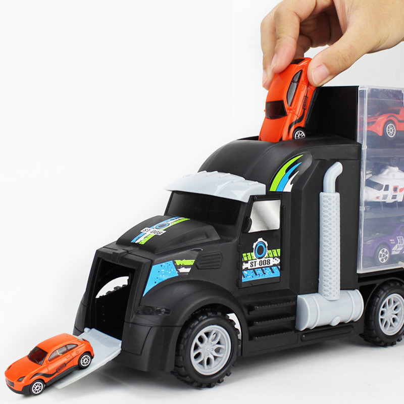 Newhope – Camion Transporteur + Voiture De Course, Set 2 Véhicules Jouets échelle 1:55, Cadeau Enfant Anniversaire