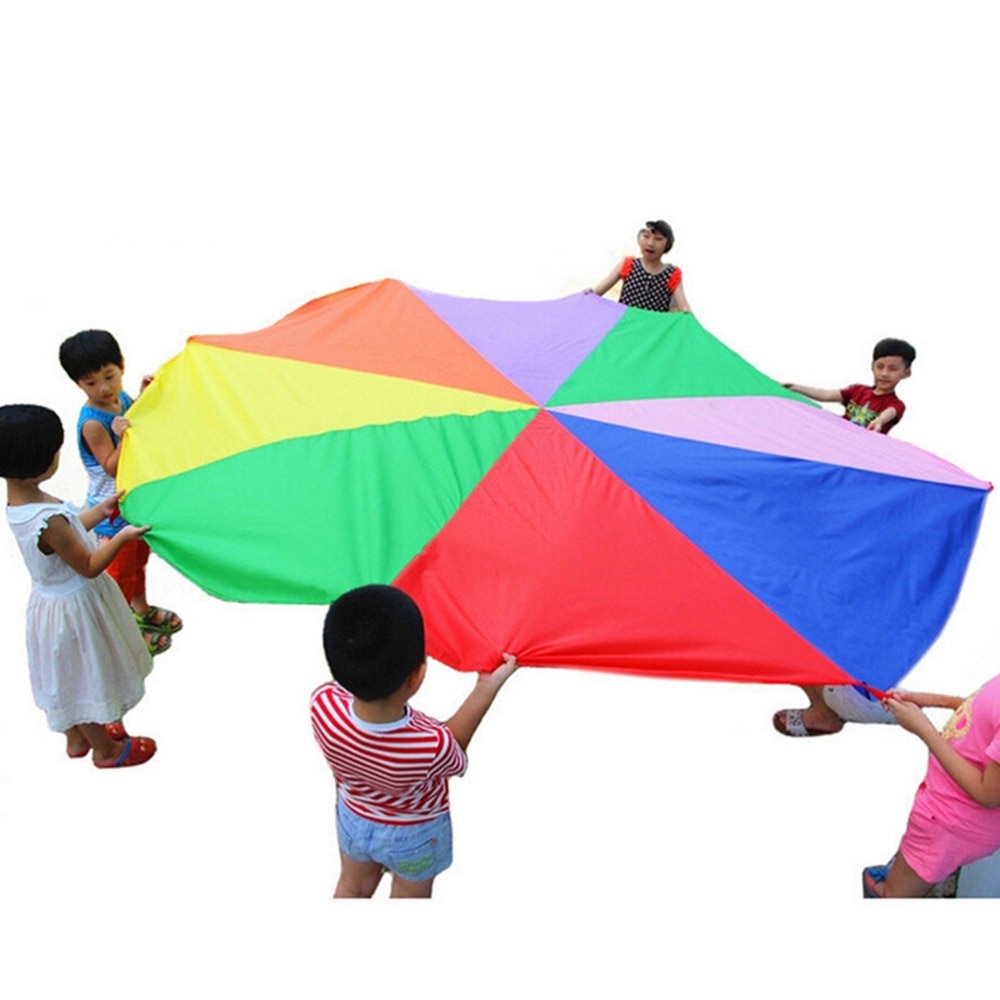 Outdoor Game 2 M Waterdichte Paraplu Speelgoed Kinderen Kinderen Handvatten Teamwork Coöperatieve Spelen Rainbow Parachute Oefening Sport Speelgoed