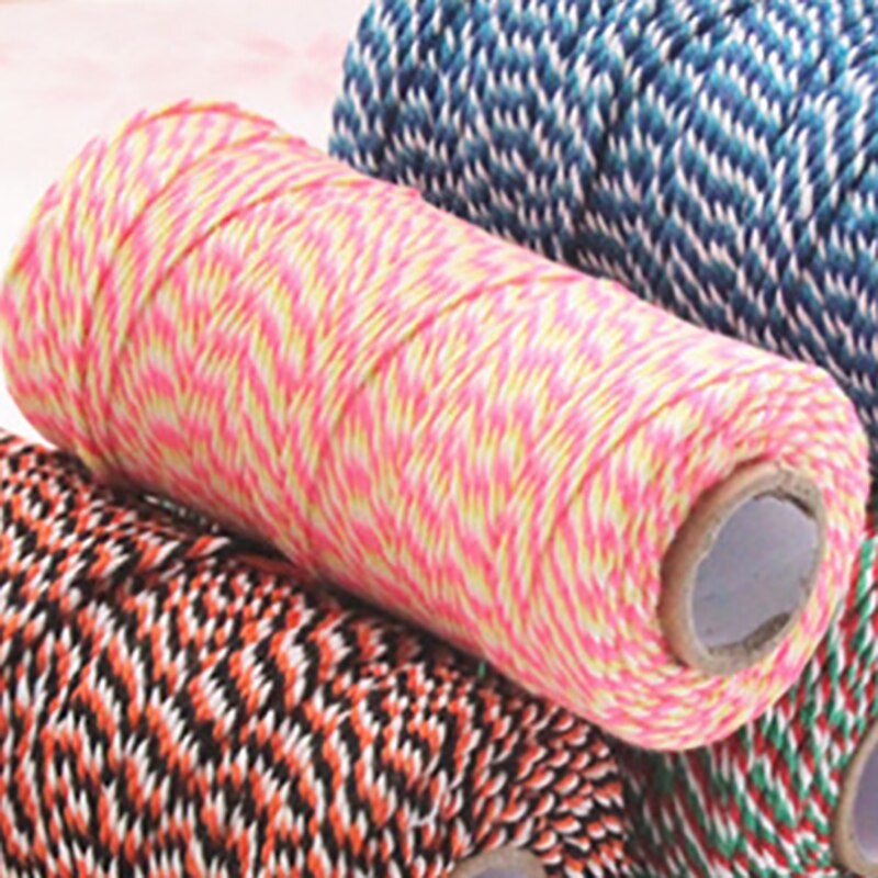 100Yard Cotton Natural Burlap Cotton Cords Rope For Home Decor Handmade Christmas Packing Craft DIY Scrapbooking Wrap: Yellow White Pink