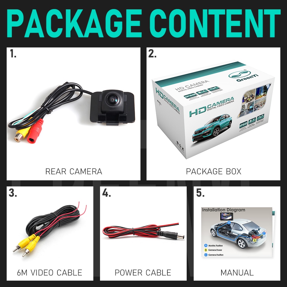 Greenyi 170 ° ahd 1920*1080p specialbil bakkamera til mercedes benz  w204 w212 w221 s600 s550 s500 s450 s430 s420 bil