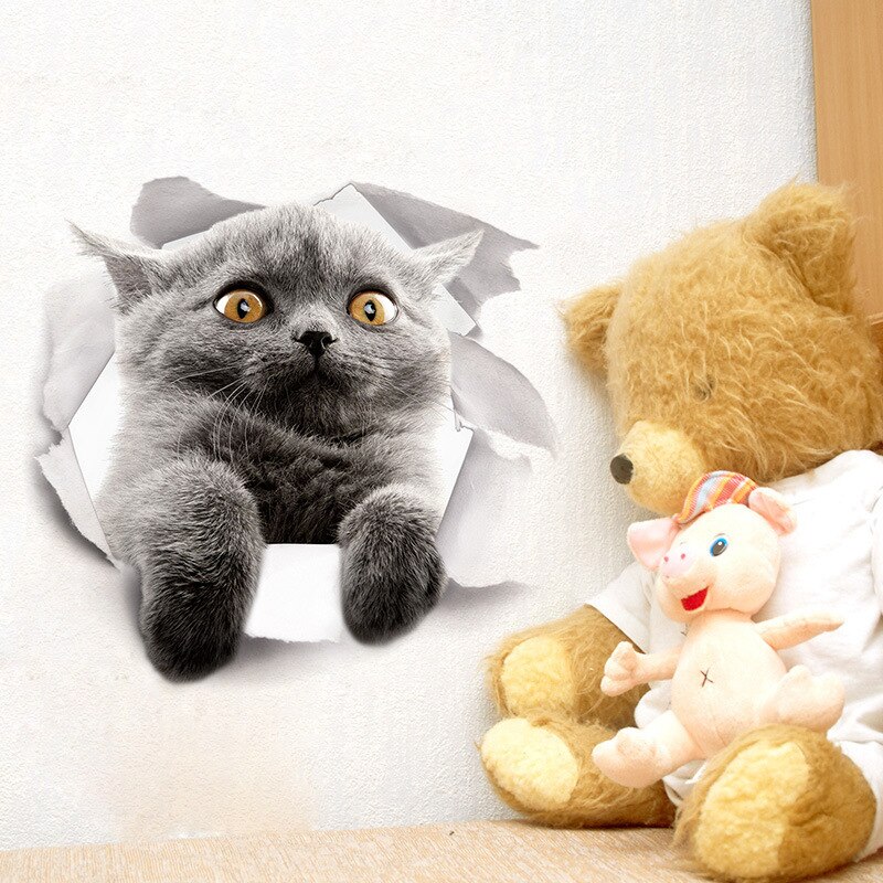 Cartoon Dier 3d Wc Stickers Op De Wc-bril Leuke Katten Pvc Muursticker Badkamer Koelkast Deur Decor Stickers Decals