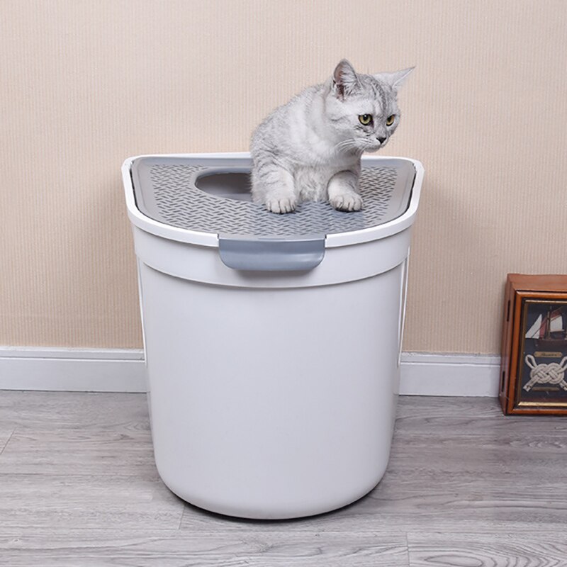 Pet Cat Litter Box Oversized Fully Enclosed Cat Toilet Deodorization Cat Potty Pet Household Cats Tray Fold Top Cover Easy Clean
