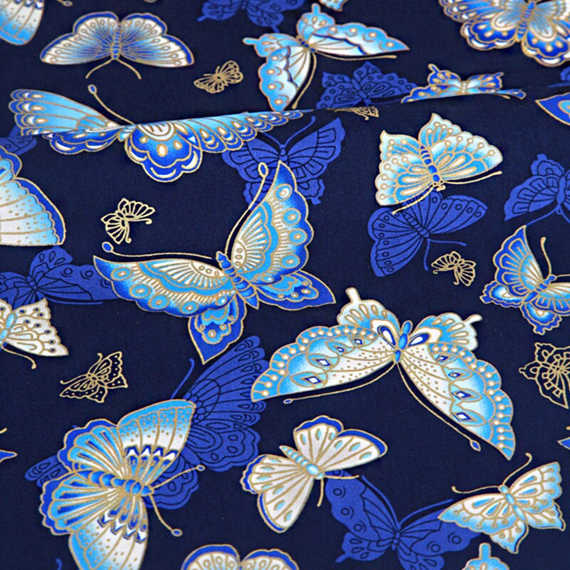 Blu Bianco di Cotone Della Farfalla Bronzing Tessuto, Pretagliati di Cucito Tessuto patchwork trapuntatura FAI DA TE Tessuto Giapponese