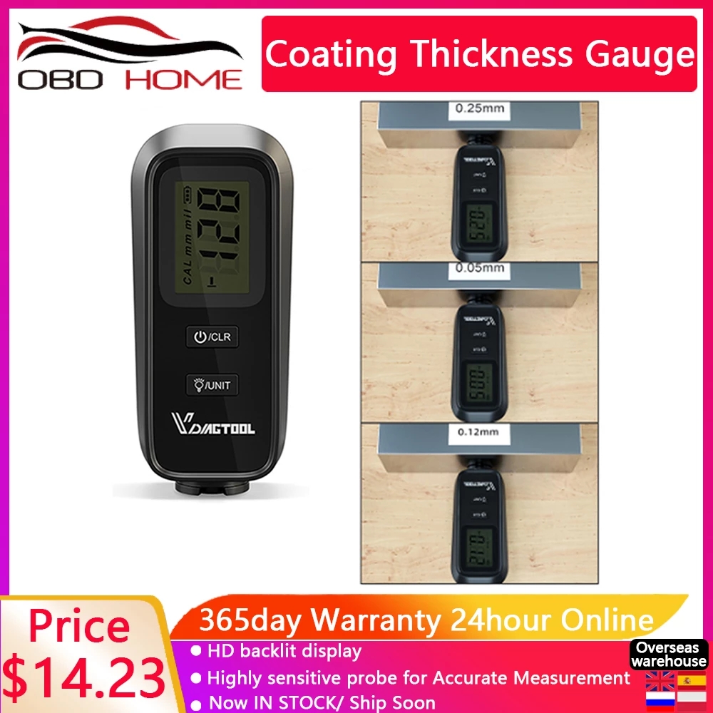 Vdiagtool VC100 Dikte Meters Auto Verf Coating Dikte Verf Dikte Russische Handmatig Meten Regelen 0-1.80mm0-71.0mil