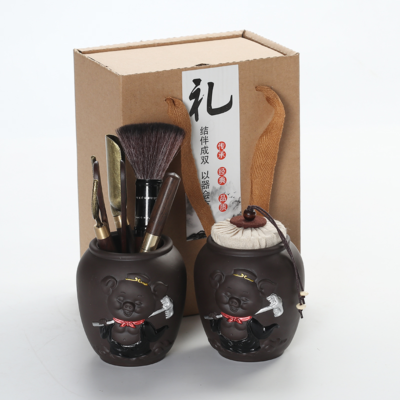 Accessoires thé en bois massif Kung Fu | Ensemble cérémonie du thé Sun Wukong, cuillère à Clip en bois massif, service à thé Kung Fu,