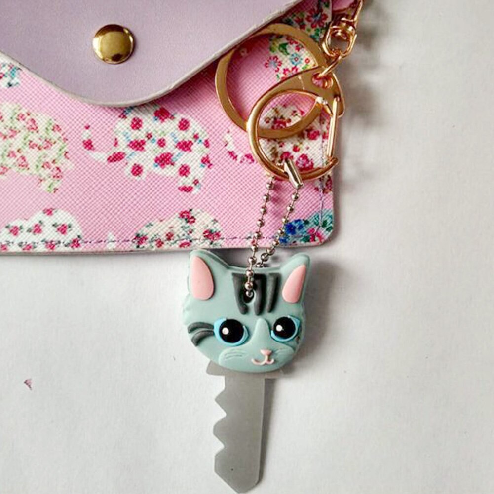 Leuke Sleutelhanger Met Puppy Pug Kat Konijn Klep Cap Grappige Sleutelhanger Dieren Key Case Unisex Vrouwen Kinderen mannen Sieraden