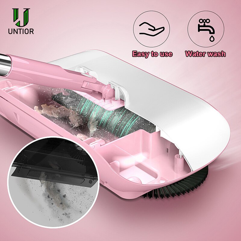 UNTIOR Hand Push Mop Sweeper All-in-one Mop Sweeper Magic Broom Dustpan Stainless Steel Sweeping Machine House Cleaning Tools