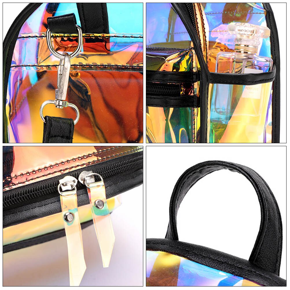 Holografische transparante rugzak dames pvc hologram mini doorzichtige rugzak schoudertas dagelijkse rugzak