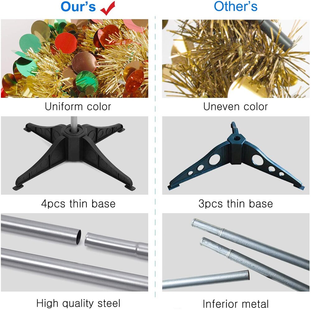 Foldable Christmas Tree DIY Sequin Metal Wire Artificial Christmas Tree Home Decoration Tree Year Party Scene Layout