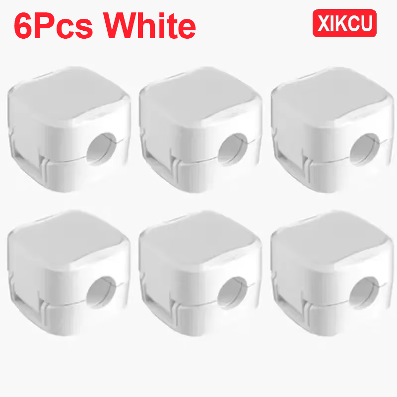 XIKCU 6 Stück Kabel-Organizer, magnetische Steckerbox, Silikon-Kabelaufwicklung, flexible Kabelmanagement-Clips für Maus, Kopfhörer: WHITE