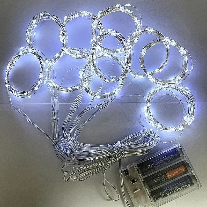 3M 6M Luci di Natale Tende per finestre portato Fata Capodanno Luce telecamera corda Alimentato a batteria Ghirlanda Cascate Decorazioni