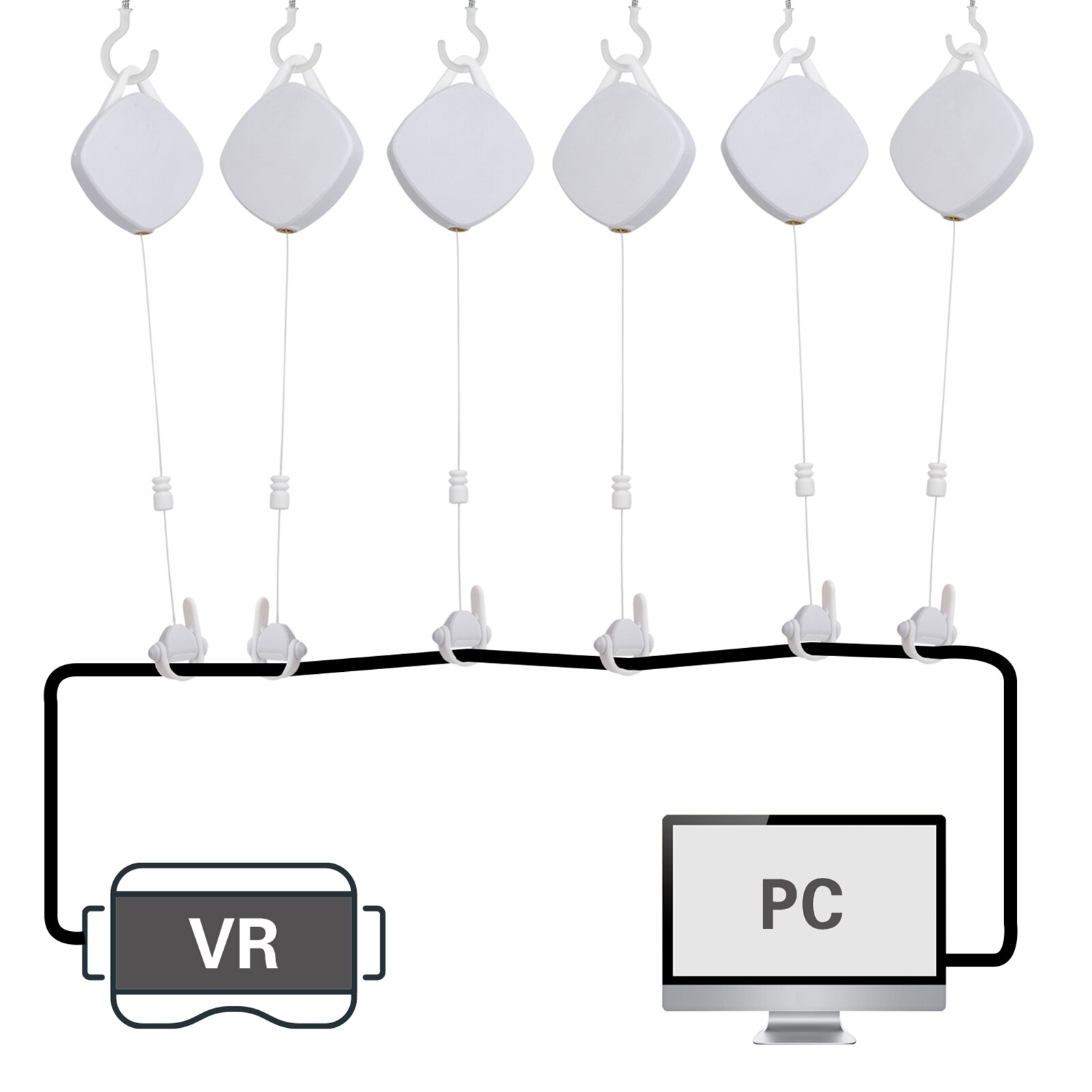 Viugreum-sistema de gerenciamento de cabos vr, sistema de polia de teto, acessórios vr para htc vivas/vivpro/psvr/odyss