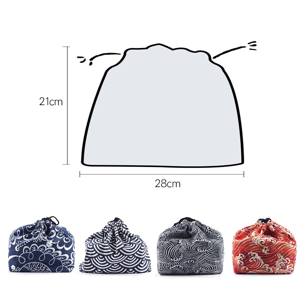 Japanese Style Lunch Box Bag Bento Tote Pouch Portable Lunch Box Storage Container For School Office Travel Picnic Tea Sets Bag