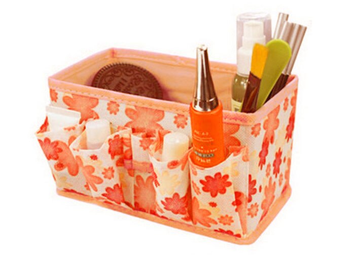 Caja organizadora, organizador de maquillaje, caja de almacenamiento de cosméticos, bolsa, contenedor estacionario plegable de colores brillantes, organizador de maquillaje, caja de reloj: 3