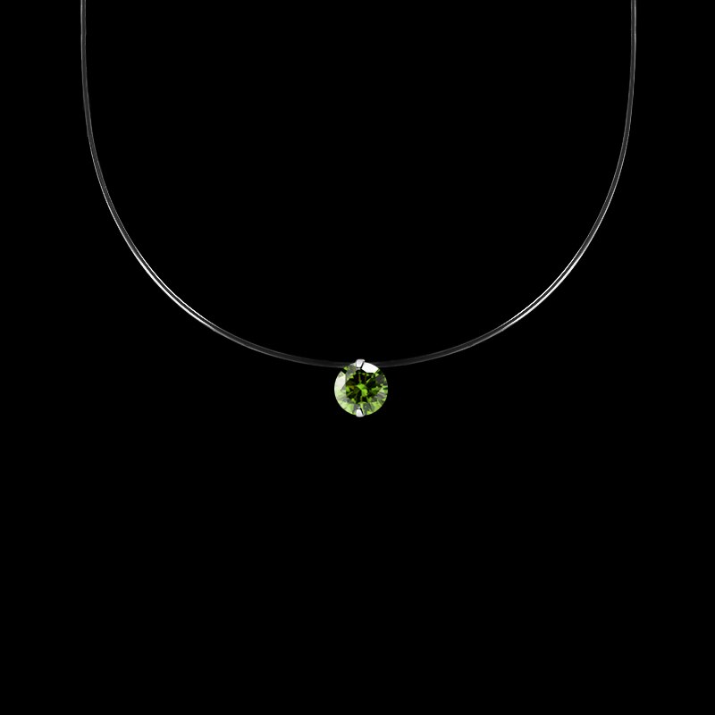 SHUANGR-collar de hilo de pescar transparente para mujer, Gargantilla con diamantes de imitación, 9 colores: 6mm green