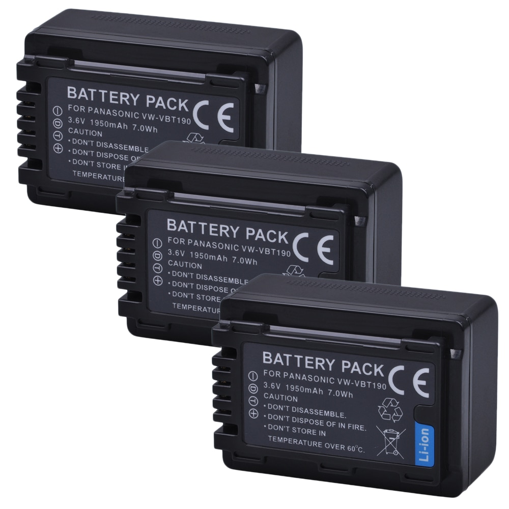 2pc 3.6V 1950mAH VW-VBT190 VW VBT190 Li-ion Battery for Panasonic VW-VBT380 VW VBT380 HC-V110 V130 V160 V180 V201 V210 V230 V250