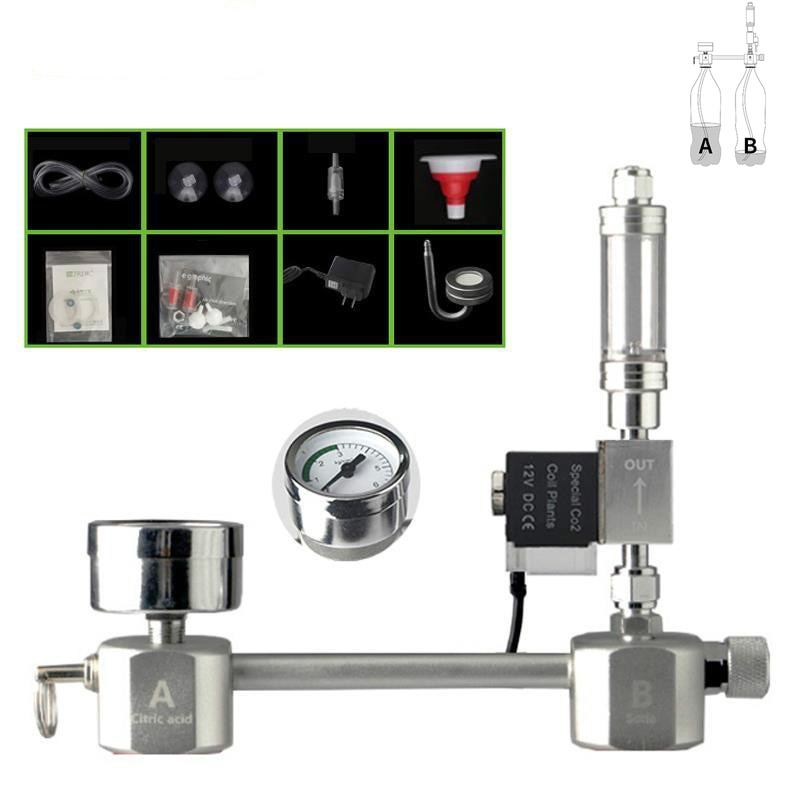 CO2 Generator Diy System Kit CO2 Generator, Bubble Counter Diffuser With Solenoid Valve,For Aquatic Aquarium Plant Growth