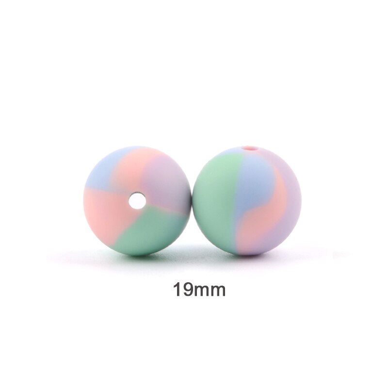 Perles de dentition en silicone, de 12/15/19mm pour bébé, ensemble de 10 pièces pour bricolage, boules imprimées à motifs dalmatien, couleurs bariolées et léopard sans BPA, pince de tétine gratuite à fabriquer