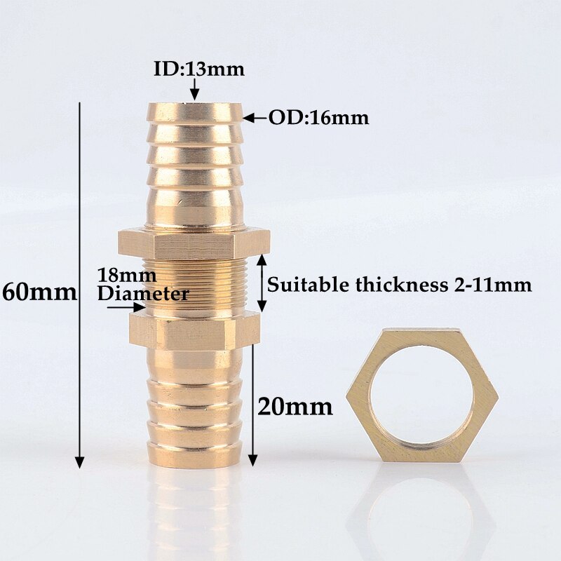 1~10pcs 6-25mm Copper Straight Connectors Hex Nut Irrigation System Aquarium Adapter Water Tank Hose Joint Air Pump Pipe Fitting: 10Pcs / 16mm