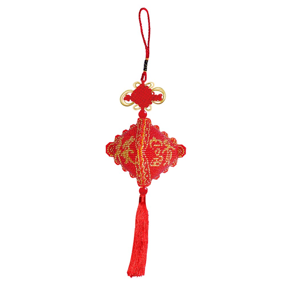 Stamped DIY Lotus Flower Love Heart Chinese Knot Craft Beaded Cross Stitch Car Hanging Printed Embroidery Tassel Kit Pendant: 04