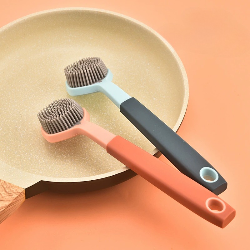 Pannenborstel met handvat, schoonmaakborstel, niet-vieze handen, niet-vette plastic pannenborstel, fornuisborstel, huishoudelijke keukenschoonmaakartikelen