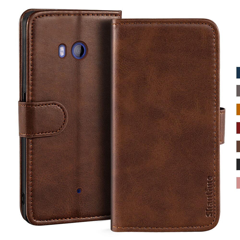 Funda magnética de cuero para HTC U11, carcasa con soporte para teléfono: Dark brown