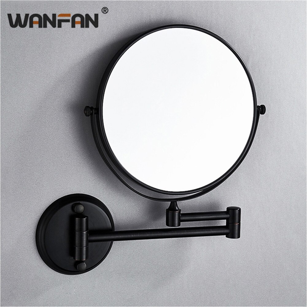Badespejle 8 tommer folde sort badeværelsesspejl forstørrende dobbelt 2 facade makeup spejl desktop kvinder vægspejl  m37-802
