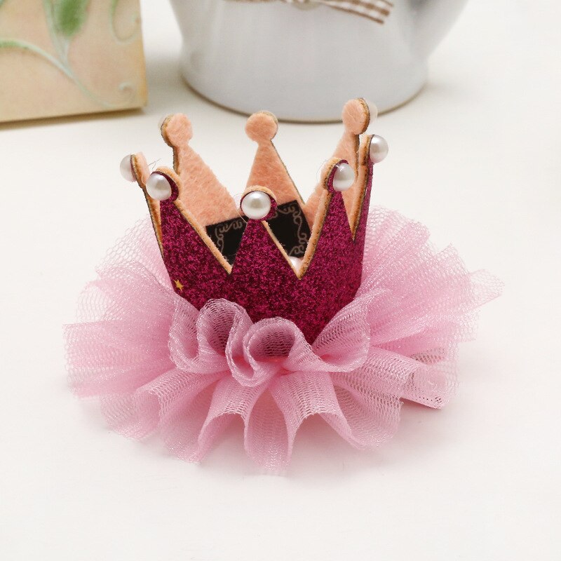 Princess Floral Tiara Pearl Hairband Wedding Crown Toddler Baby Kids Girls Head Band Party Costume: Rose Red