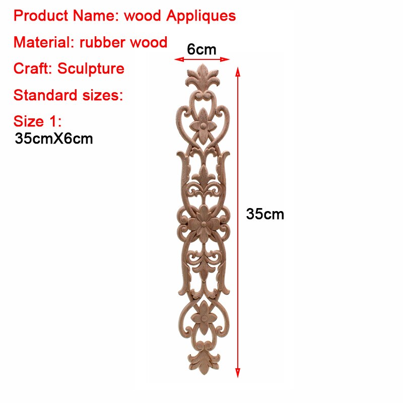 VZLX Ongeverfd Hout Eiken Golf Bloem Onlay Decal Hoek Applique voor Meubelen Decor Decoratieve Hout Gesneden Lange Applique
