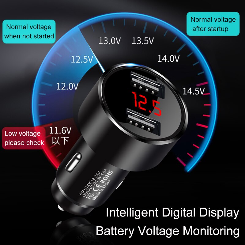 4.8A Fast Charging Dual 2 Port USB Car Charger Adapter for mobile iPhone For Ford Focus 2 3 4 MK2 MK3 MK4 Kuga Edge Mondeo