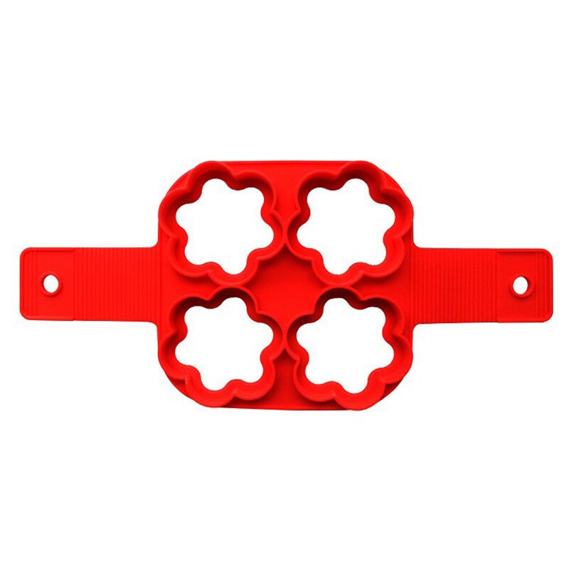 Pannenkoek Maker Meerdere Vormen 4 Gaten Anti-aanbak Siliconen Bakvorm Ring Gebakken Ei Mold Voor Familie Koken Bakken Accessoires: E