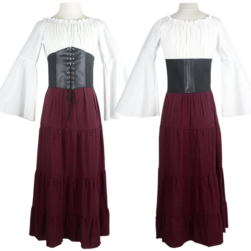 Robe de princesse corset à manches longues pour femmes, robe Renaissance médiévale européenne, olympiques de cosplay